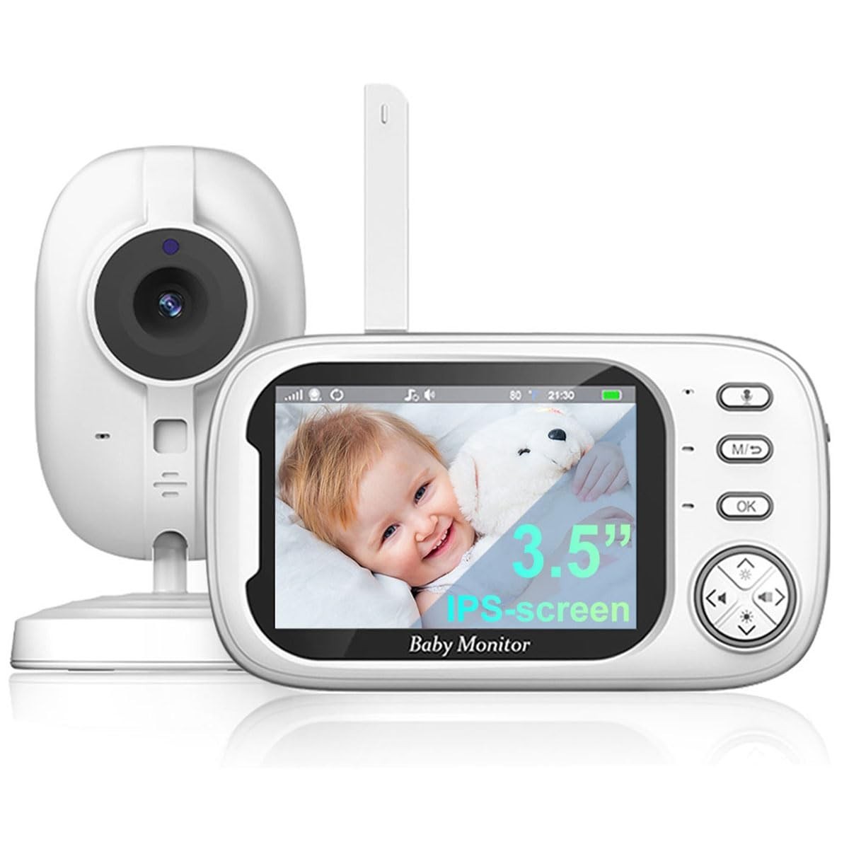 Babá Eletrônica 3.5" HD 720P com Tela, Áudio Bidirecional e Visão Noturna - Segurança Total para Seu Bebê