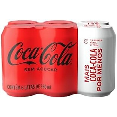 Coca-Cola Zero Açúcar 350ml: Pack 6 Latas Refrescantes