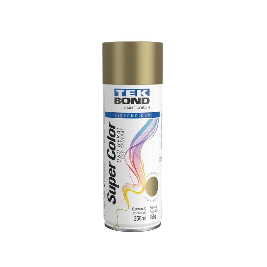 Tinta Spray Dourado Aerossol TekBond 350ml: Acabamento Profissional e Versátil para Seus Projetos