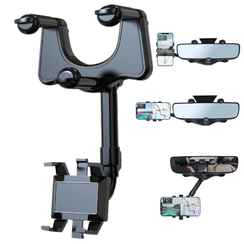 Suporte de Celular para Carro Giratório 360° - Fixação no Retrovisor | Visão Segura e Prática