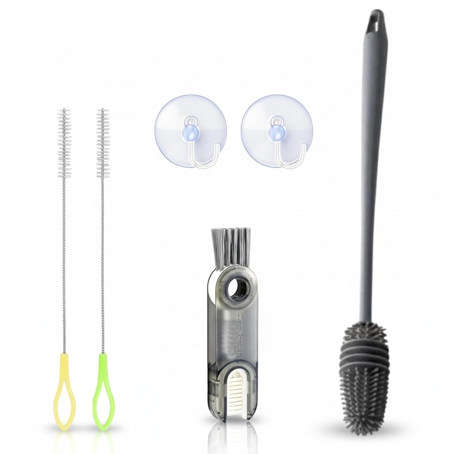 Kit de Limpeza Completa IstoSim – 6 Peças com Escova 3 em 1, Silicone 360°, Canudos e Ganchos
