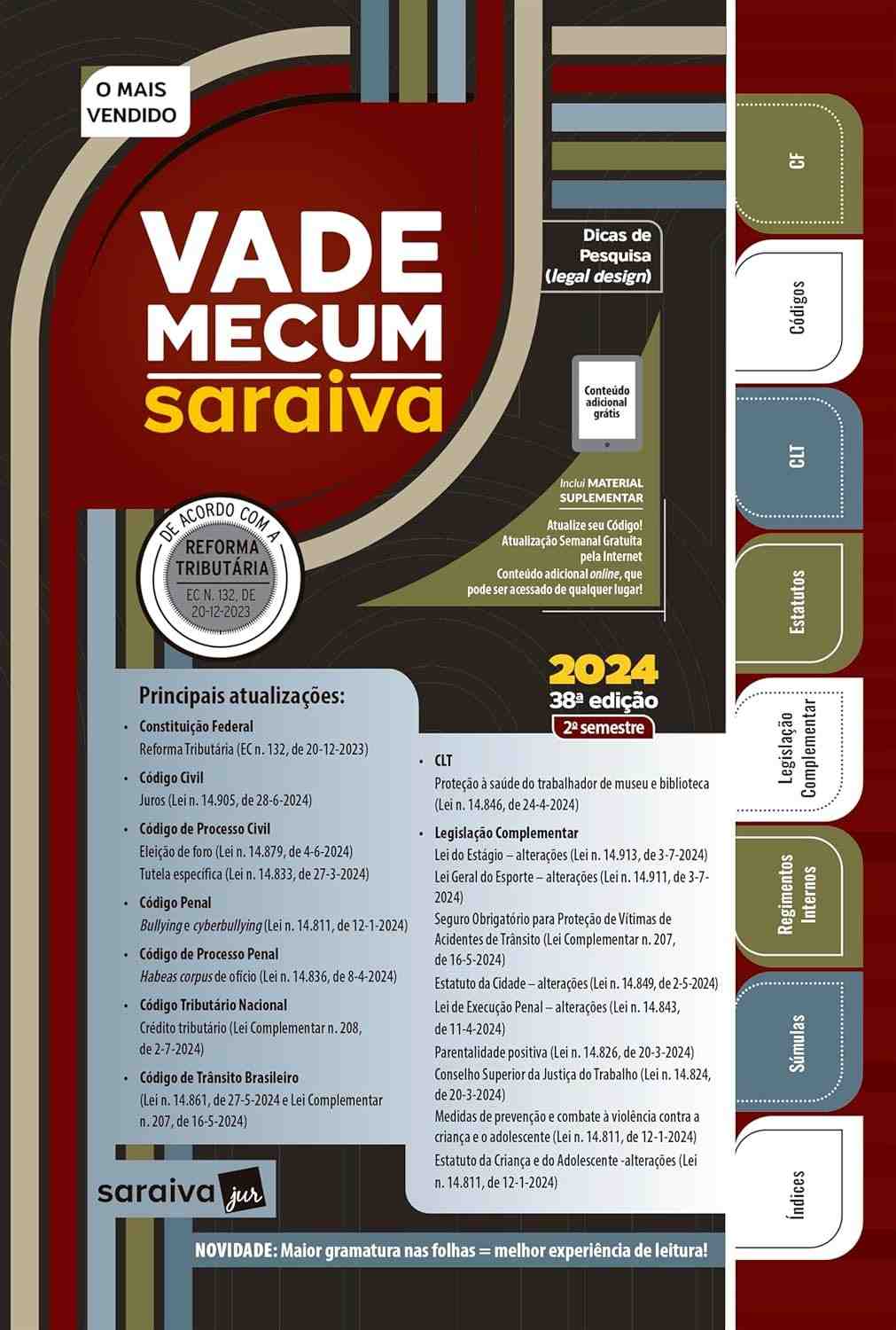 Vade Mecum Saraiva Tradicional 38ª Edição 2024: O Essencial para o Jurista Moderno