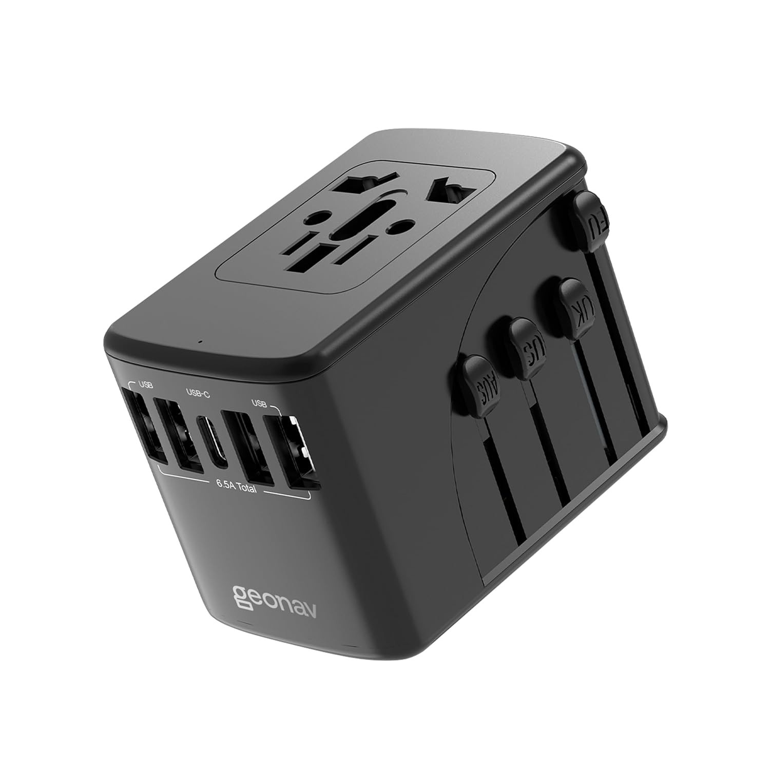 Carregador Universal Geonav 4 USB + 1 USB-C: Energia e Segurança em Viagens Globais