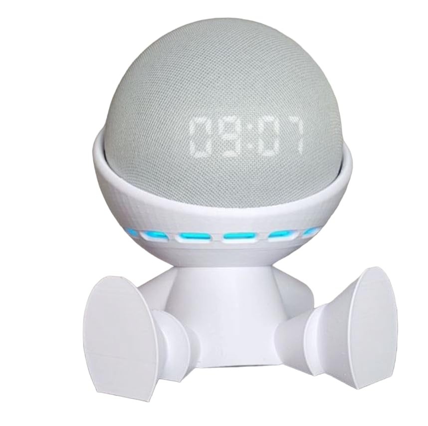 Suporte Decorativo Robo Sentado para Echo Dot 4ª e 5ª Geração - Branco