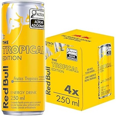 Red Bull Tropical 4 Latas 250ml: Energia Exótica!