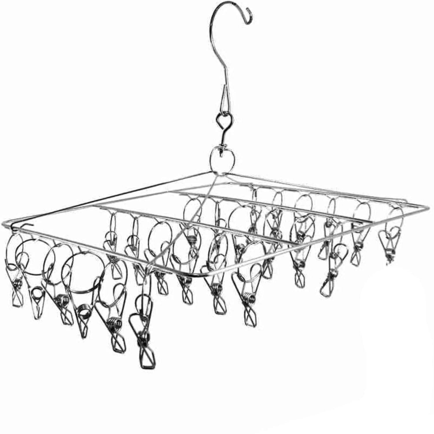 Varal de Aço Inox Suspenso para Roupas Íntimas - 40 Prendedores | Ideal para Apartamentos e Lavanderias