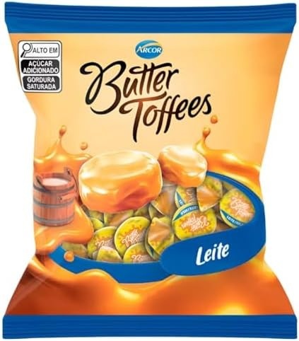 Bala Butter Toffees Recheada Leite Arcor 400g