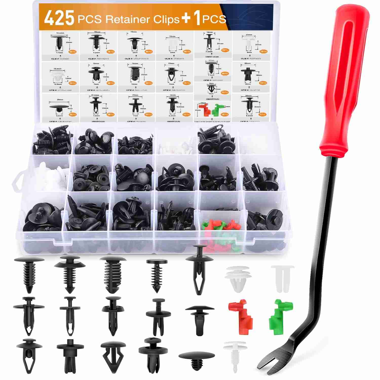 Kit 425 Clipes de Fixação GOOACC para Painel e Acabamento Automotivo + Removedor