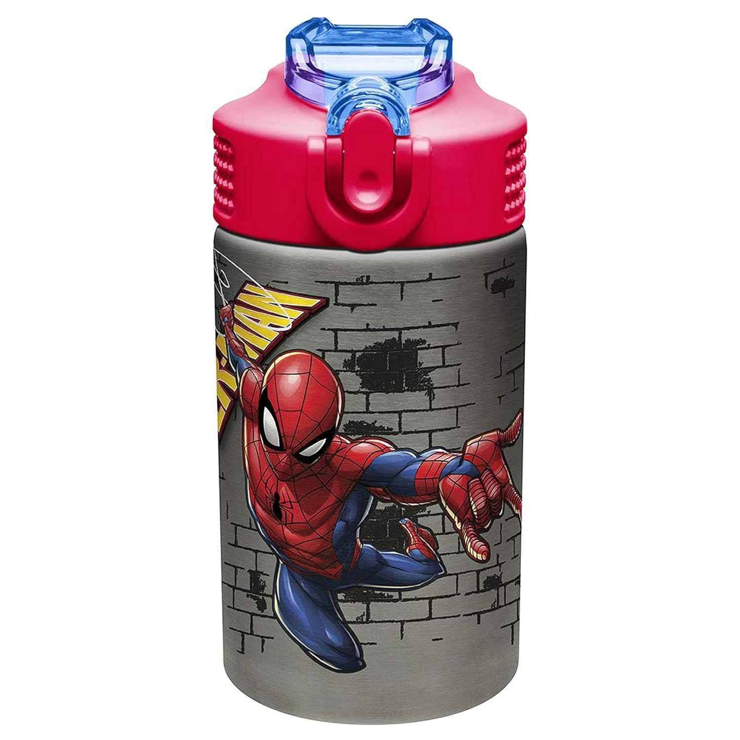 Garrafa de Água Homem-Aranha Marvel - 440ml com Tampa de Ação e Alça Integrada
