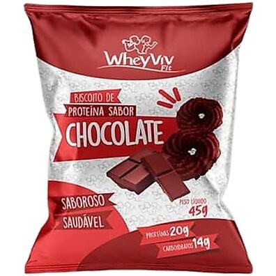 Kit 20x Biscoito Proteína Chocolate Wheyviv 45g: Energia e Sabor