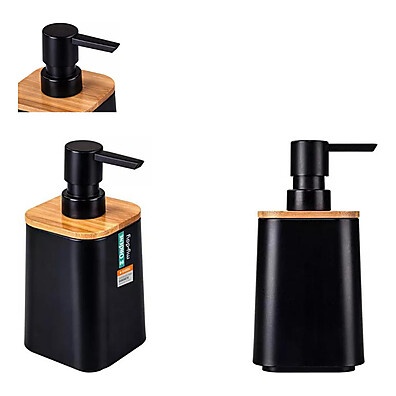 Kit Banheiro Bambu com Porta Escova e Sabonete 480ml