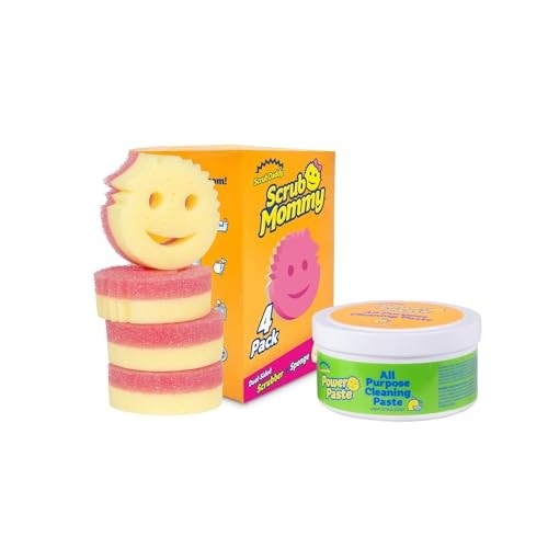 Scrub Daddy Scrub Mommy 4ct + PowerPaste XL - Esponjas Dupla Face com Agente de Limpeza
