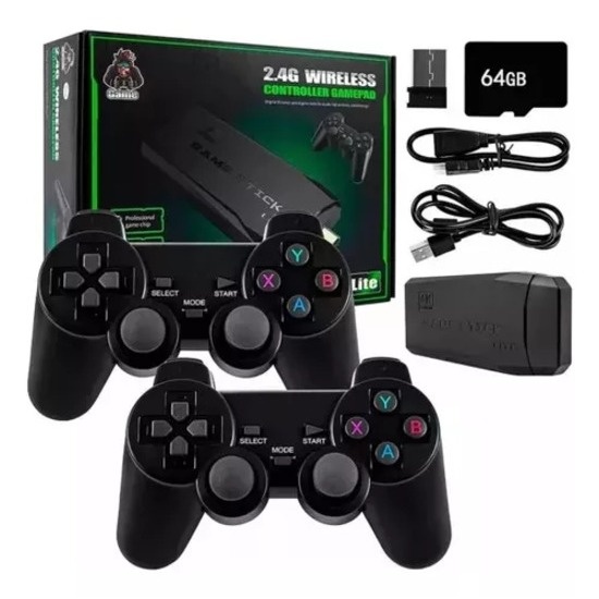 4K Game Stick: 10.000+ Jogos e 2 Controles Sem Fio!