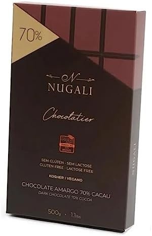 Chocolate Amargo 70% Cacau Dark Nugali 500g