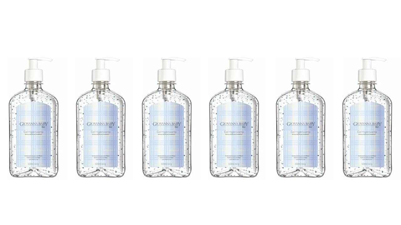 Álcool em Gel Giovanna Baby Versão Blue 500ml - Kit com 6 Unidades | Higienização Segura e Confiável
