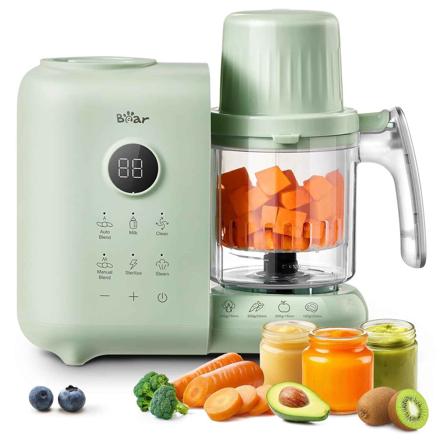 Bear OneSteamer - Vaporizador e Processador de Alimentos para Bebês com Cestas Duplas 525g