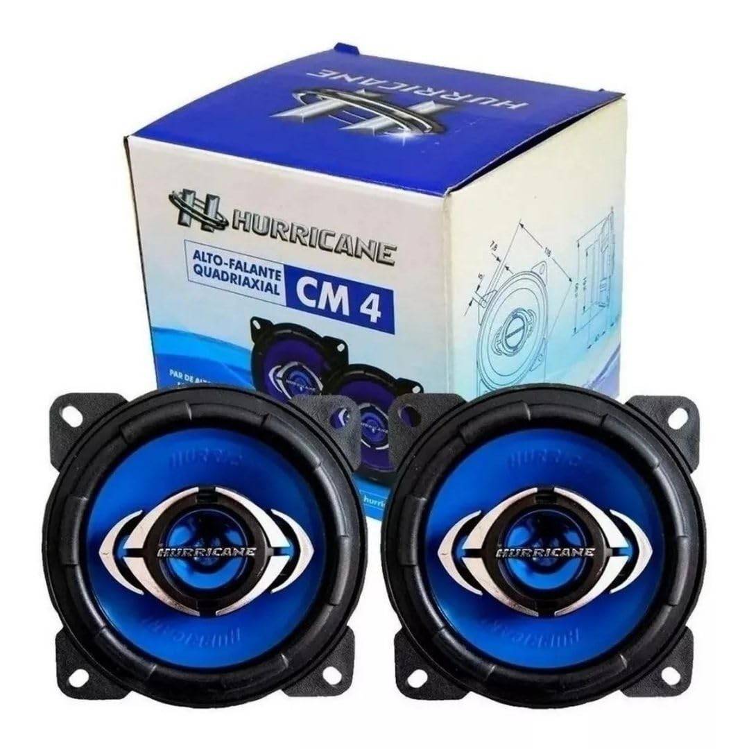 Par de Alto-Falantes Quadriaxial Hurricane 4 Polegadas Azul 55W RMS - Som Potente e Claro