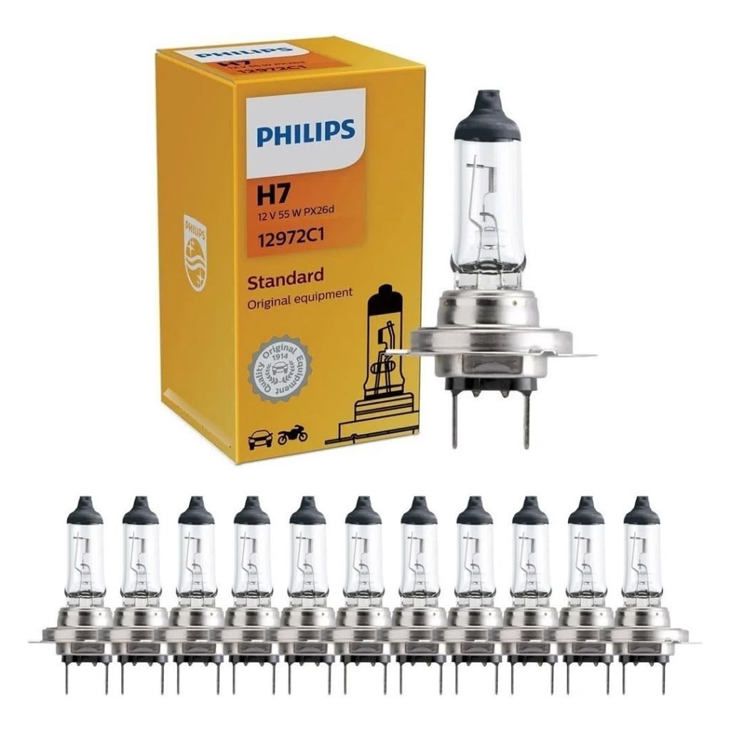 Pack 10 Lâmpadas H7 Halógena 12V 55W 2800K - Luz Branca Quente para Visibilidade Superior