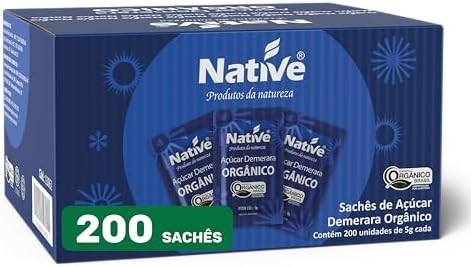 Açúcar Demerara Orgânico Native com 200 Sachês de 5g
