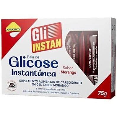 Gli-Instan Morango: Glicose Rápida e Saborosa 5x15g