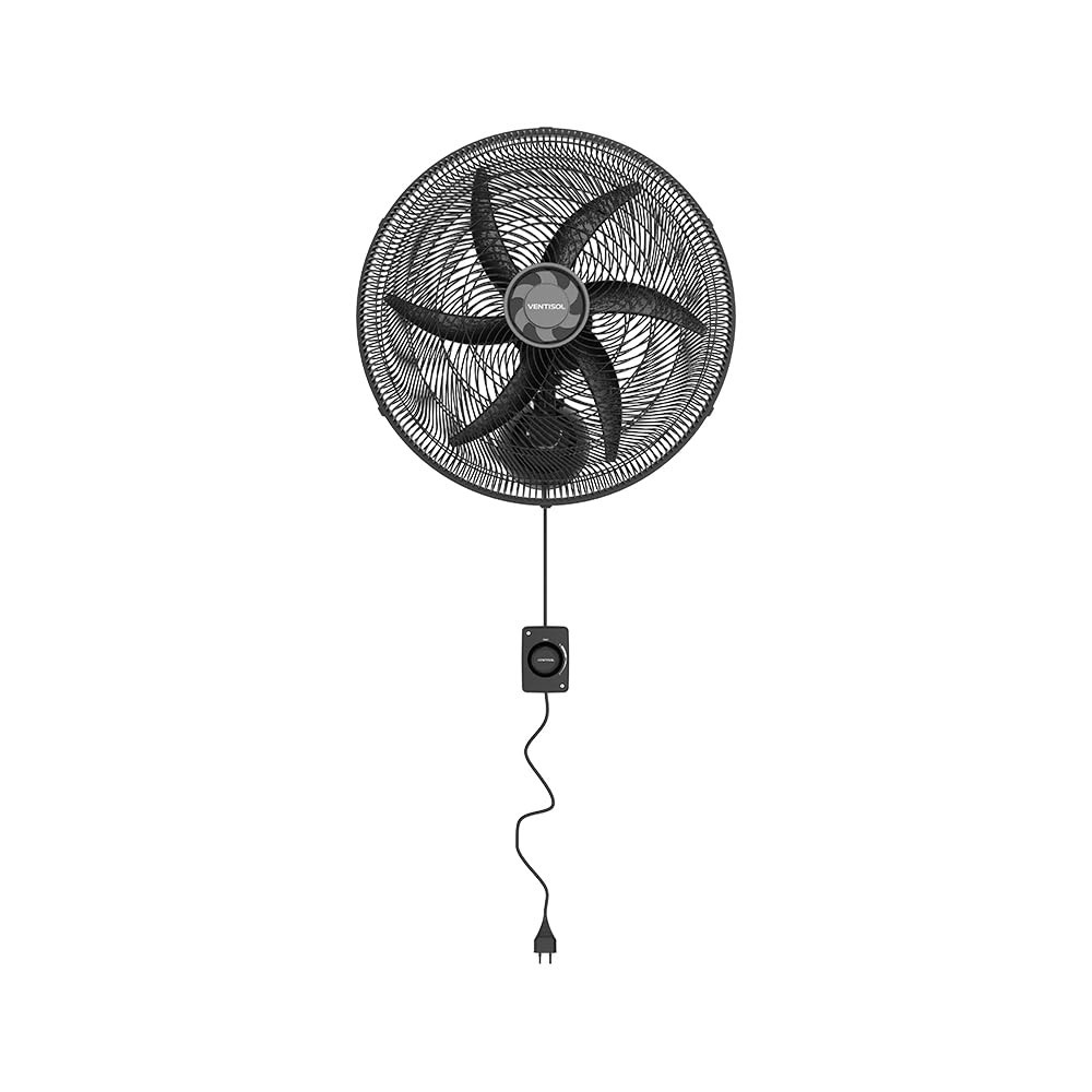 Ventisol Ventilador Oscilante de Parede 50cm 6 Pás Preto 127V – Instalação Fácil e Design Premium