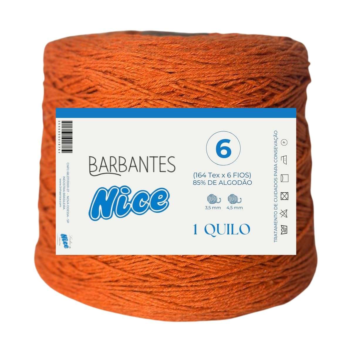 Barbante Parafinado Colorido para Crochê - Fio 6 - 1kg (Laranja) | Ideal para Artesanato e Projetos Manuais