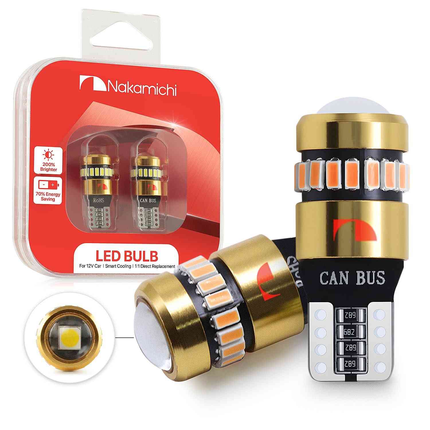 Lâmpada LED T10 Nakamichi W5W: Iluminação Xenon 6000K para Seu Carro