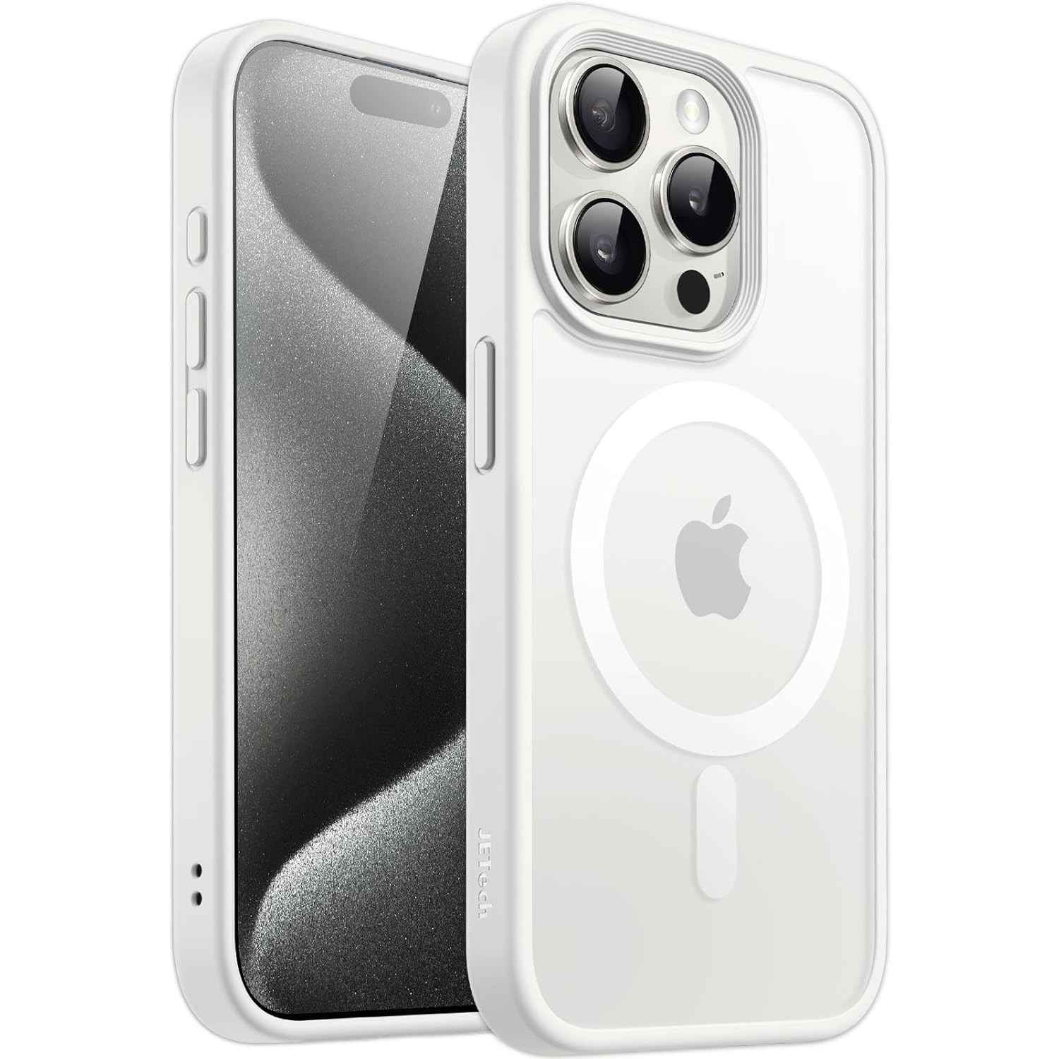 JETech Capa Magnética para iPhone 15 Pro Max (6.7") - MagSafe, Fosca Translúcida, Fina e Anti-Choque (Branco)