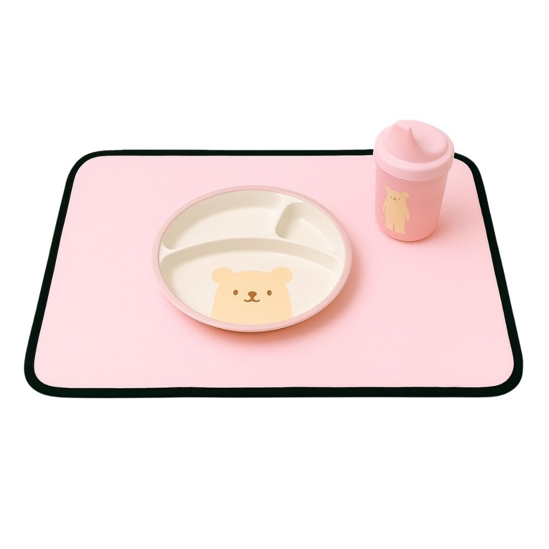 Jogo Americano Infantil Bebê Impermeável 70x50cm Rosa - Proteção Divertida nas Refeições