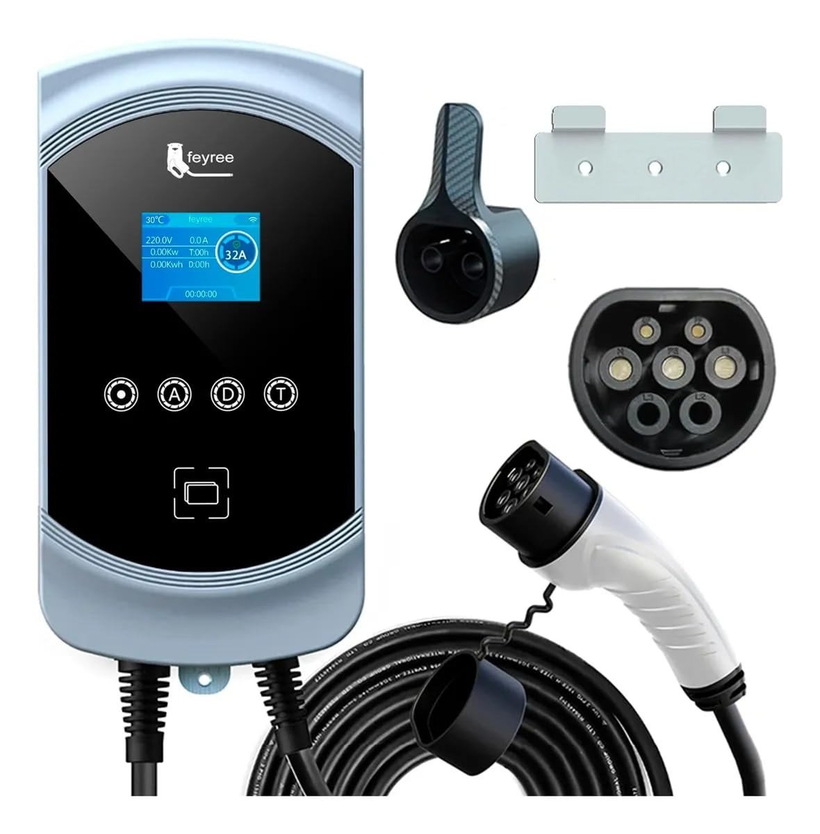 Carregador Portátil EV Tipo 2 7.6KW 32A Wi-Fi: Carregamento Rápido e Inteligente para Seu Carro Elétrico