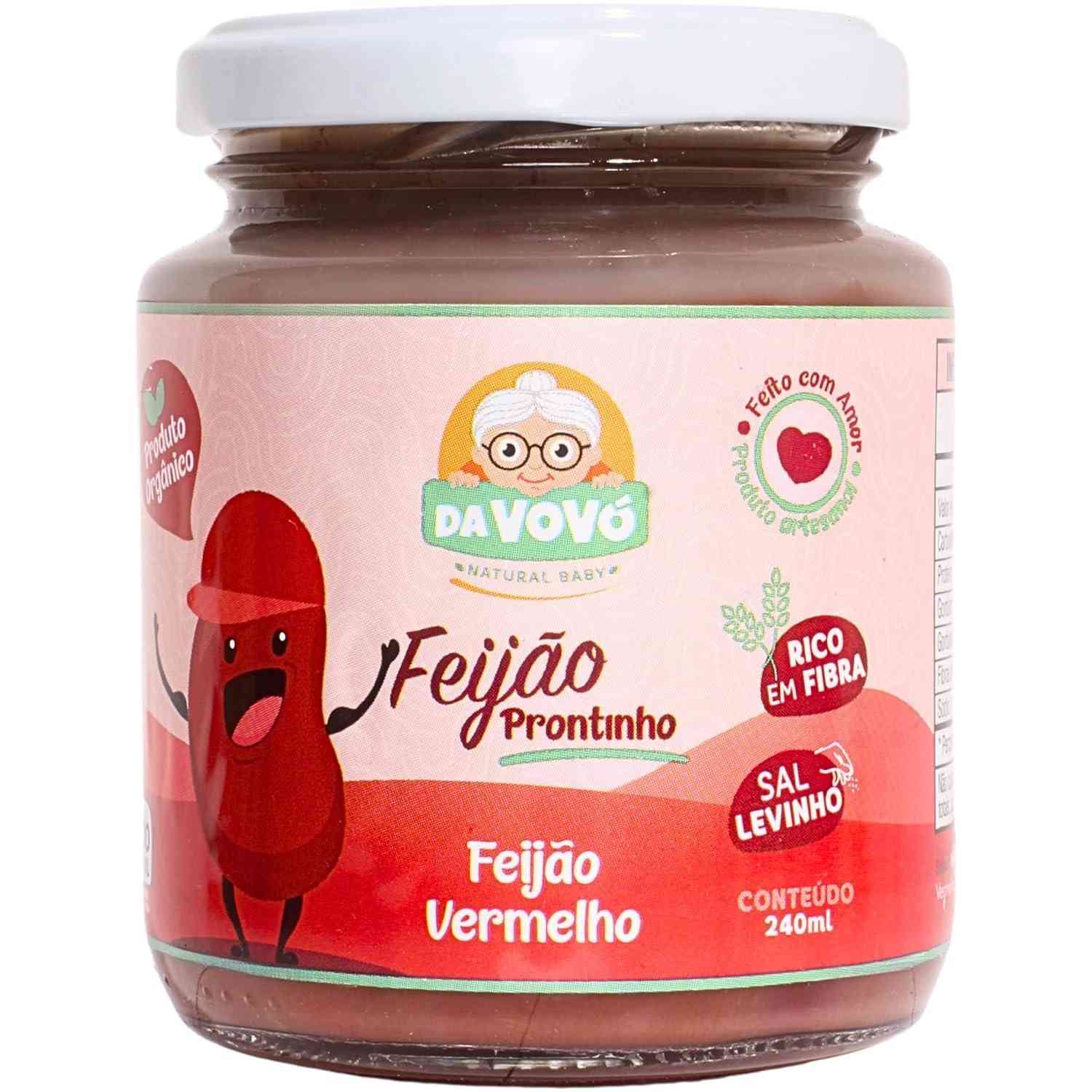 Feijão Prontinho Infantil Orgânico Da Vovó - Sabor Feijão Vermelho, 240ml, Linha +8