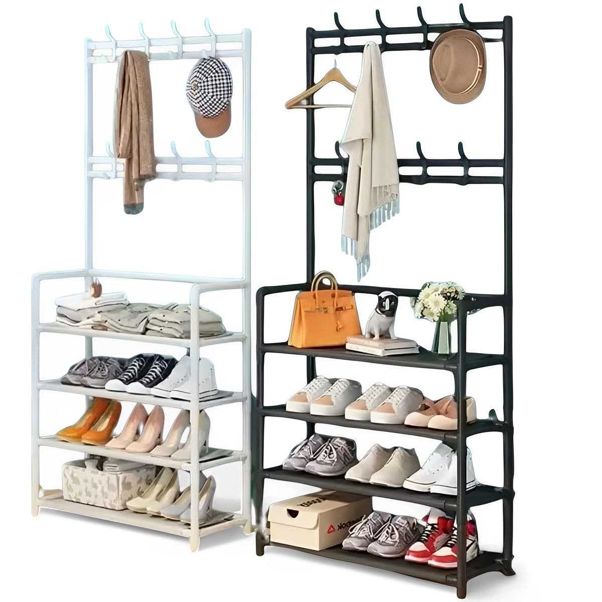 Sapateira Organizadora 4 Prateleiras 60cm com 8 Cabideiros - Armazena até 12 Pares de Sapatos