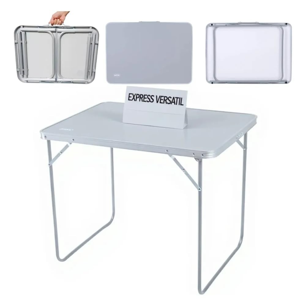 Mesa Dobrável Portátil em Alumínio com Tampo MDF 80x60cm - Conversível em Maleta