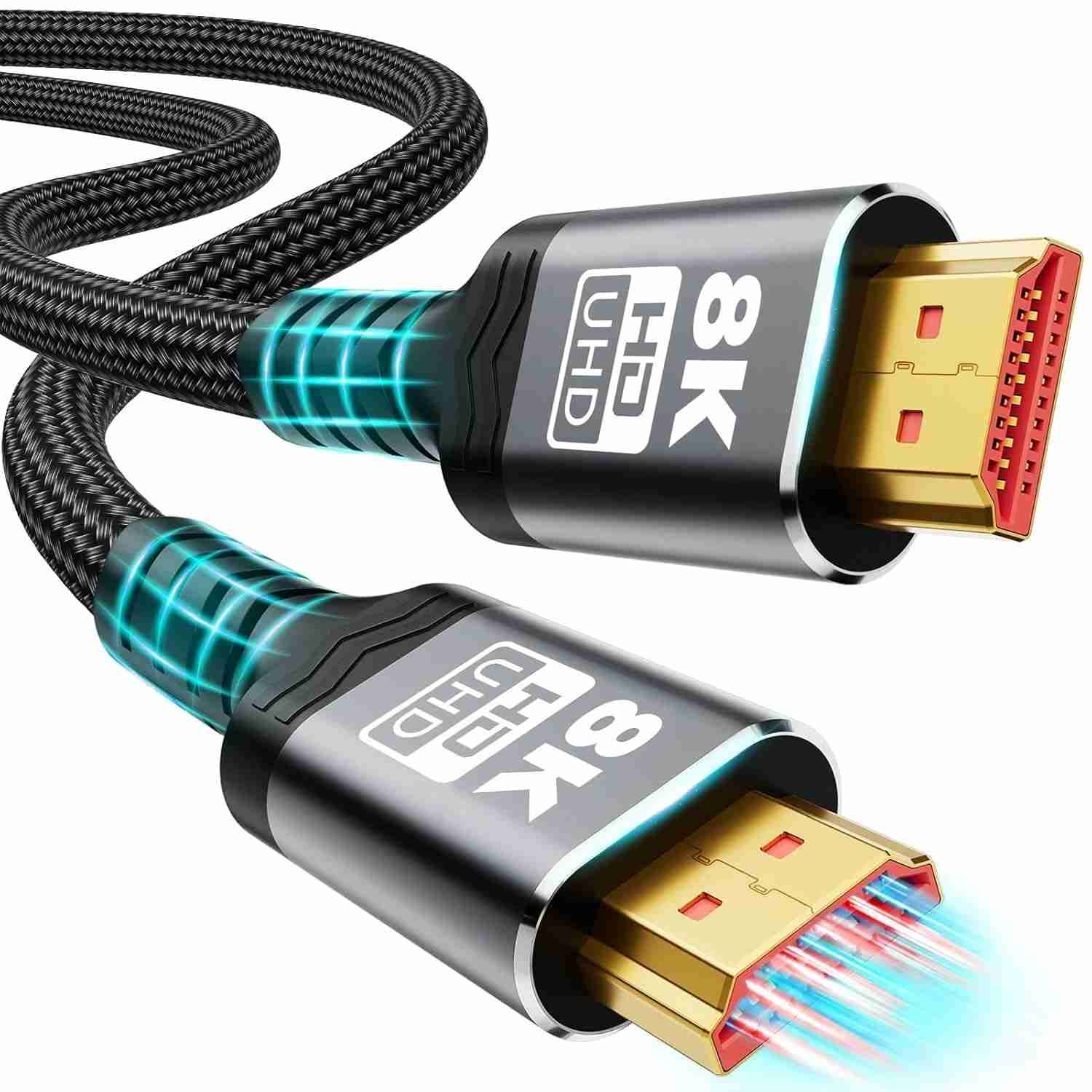 Cabo HDMI 2.1 8K Premium: Imersão Total em 4K@240Hz e 8K@60Hz | 48Gbps | Nylon Trançado | PS5 e TVs