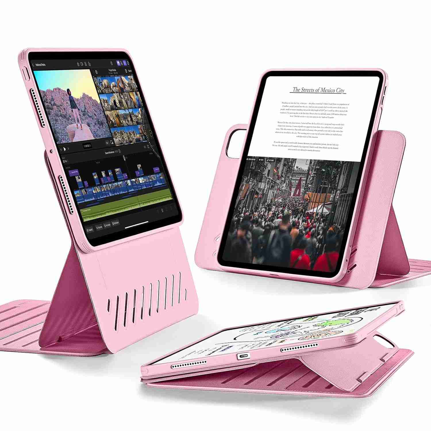 ESR Capa Shift para iPad Pro 11" (5ª Geração 2024 M4) - Magnética Removível, 9 Ângulos, Rosa