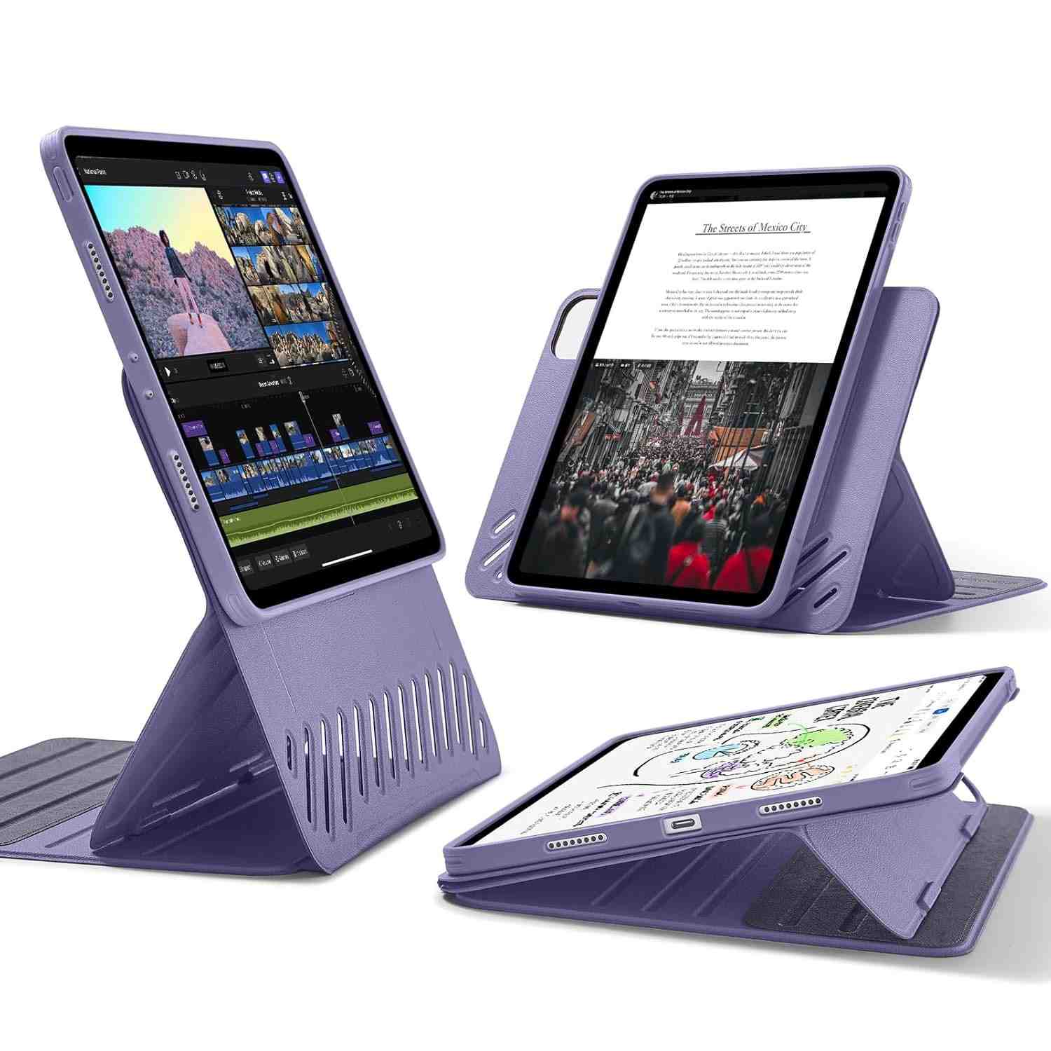 ESR Capa Shift para iPad Pro 11" (2024 M4) - Magnética Removível, 9 Ângulos, Proteção 360° - Roxo