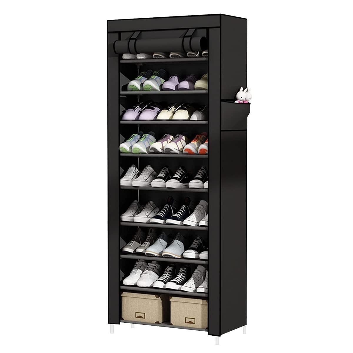 Sapateira Moderna com 9 Prateleiras - Organize Seus Calçados e Objetos com Estilo (Preto)