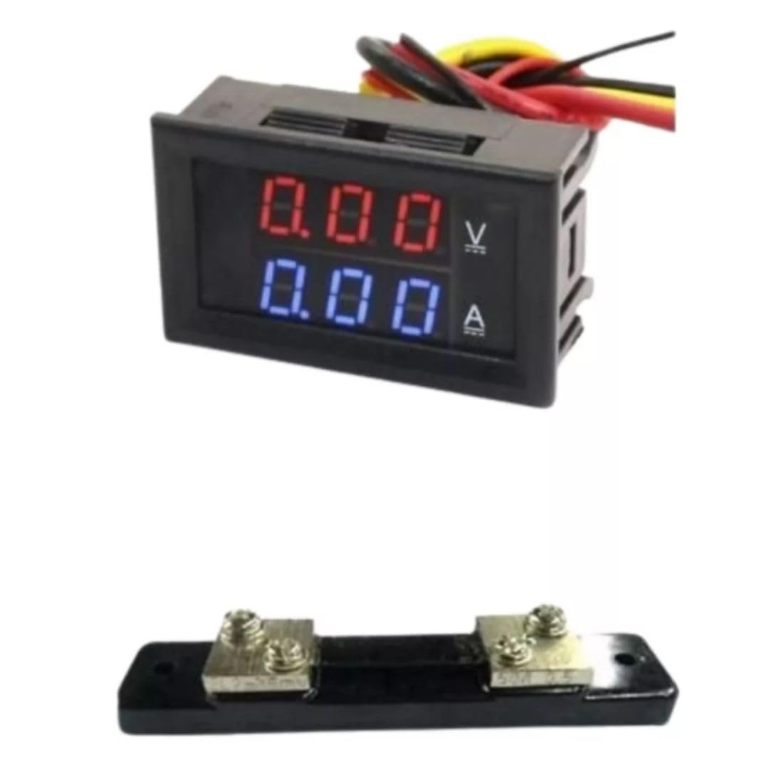 Voltímetro e Amperímetro Digital DC 0-100V 0-50A com Shunt: Monitoramento Preciso para Seus Projetos