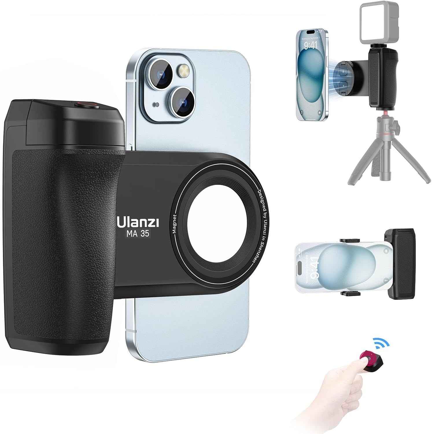 ULANZI MA35: Suporte Magnético 2 em 1 para Celular com Obturador Remoto e Sapata Fria