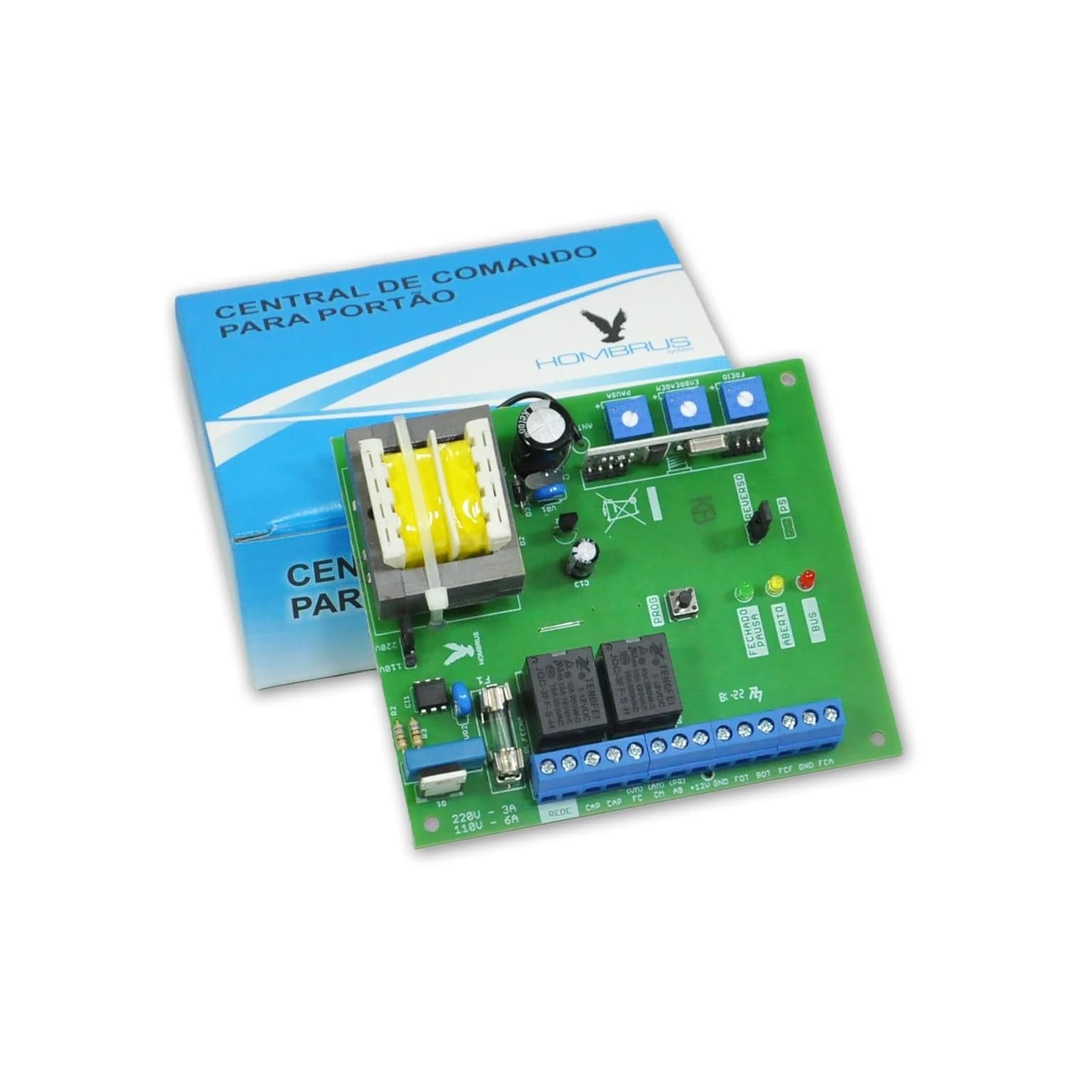 Central de Comando Hombrus PCMD-25: Controle Universal para seu Portão Automático (110V/220V)