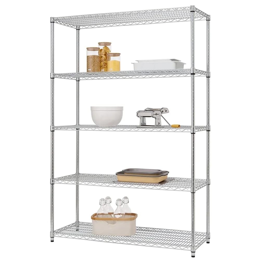 Estante de Aço Aramado Cromado com 5 Prateleiras Ajustáveis - Organize com Estilo e Resistência