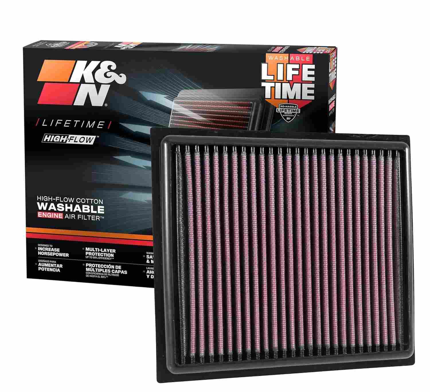 Filtro de Ar K&N Alto Fluxo Vitalício: Potência e Economia para Alfa Romeo, Fiat e Jeep (2014-2025)