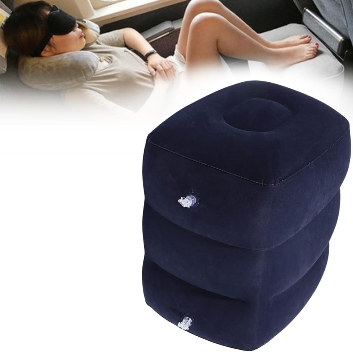 Travesseiro Inflável Apoio de Pés com Altura Ajustável - Conforto Portátil para Viagens e Escritório