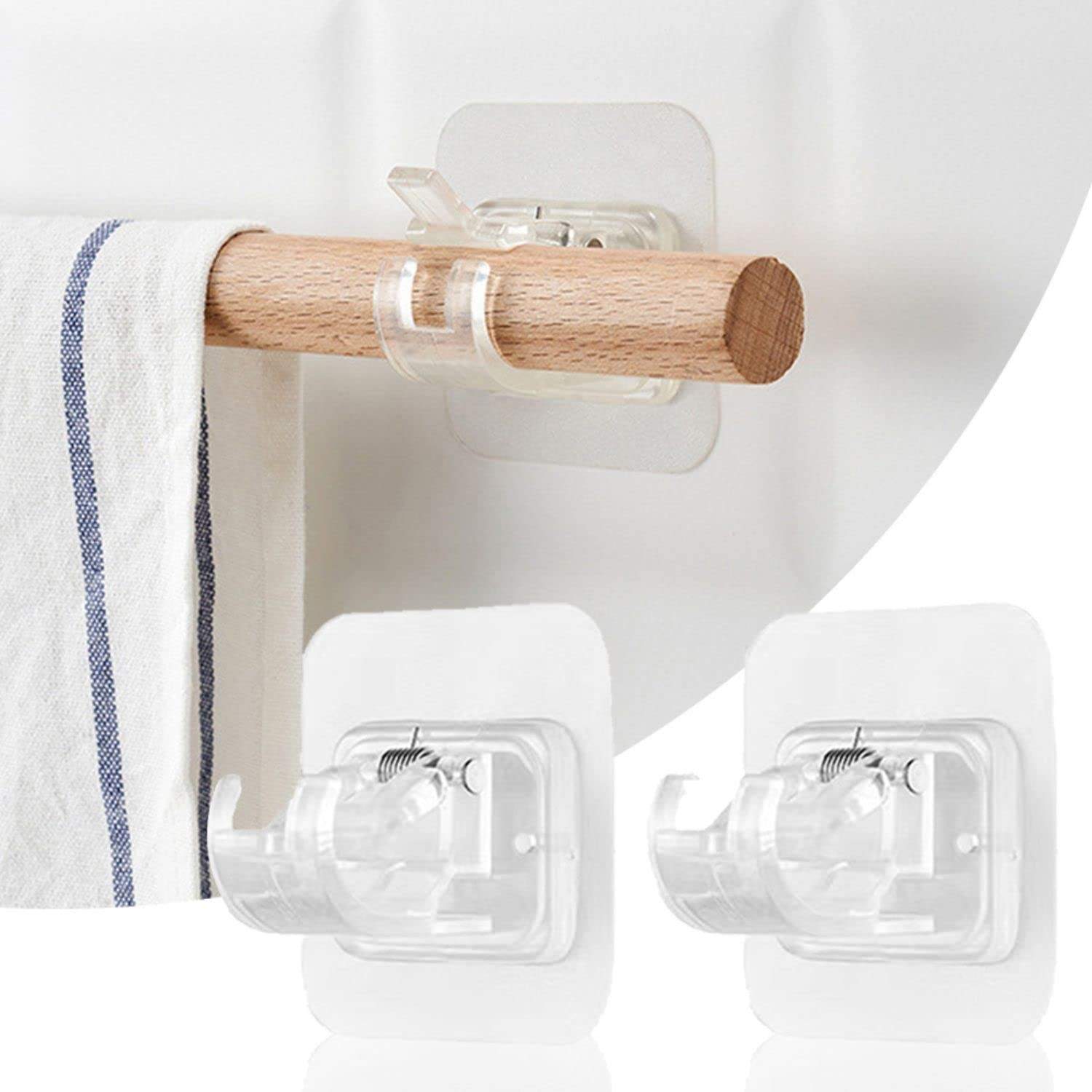 Gancho Auto Adesivo Transparente para Parede - Suporte Até 2kg | Ideal para Cortinas, Varões e Toalhas