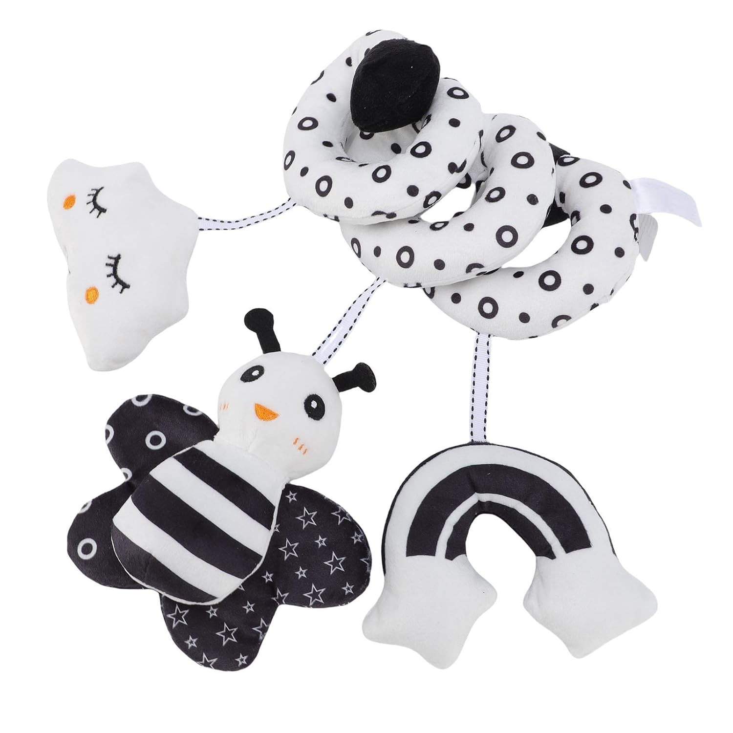 Brinquedo Chocalho Espiral Cartoon Animal para Carrinho e Berço do Bebê - Estímulo Visual e Auditivo
