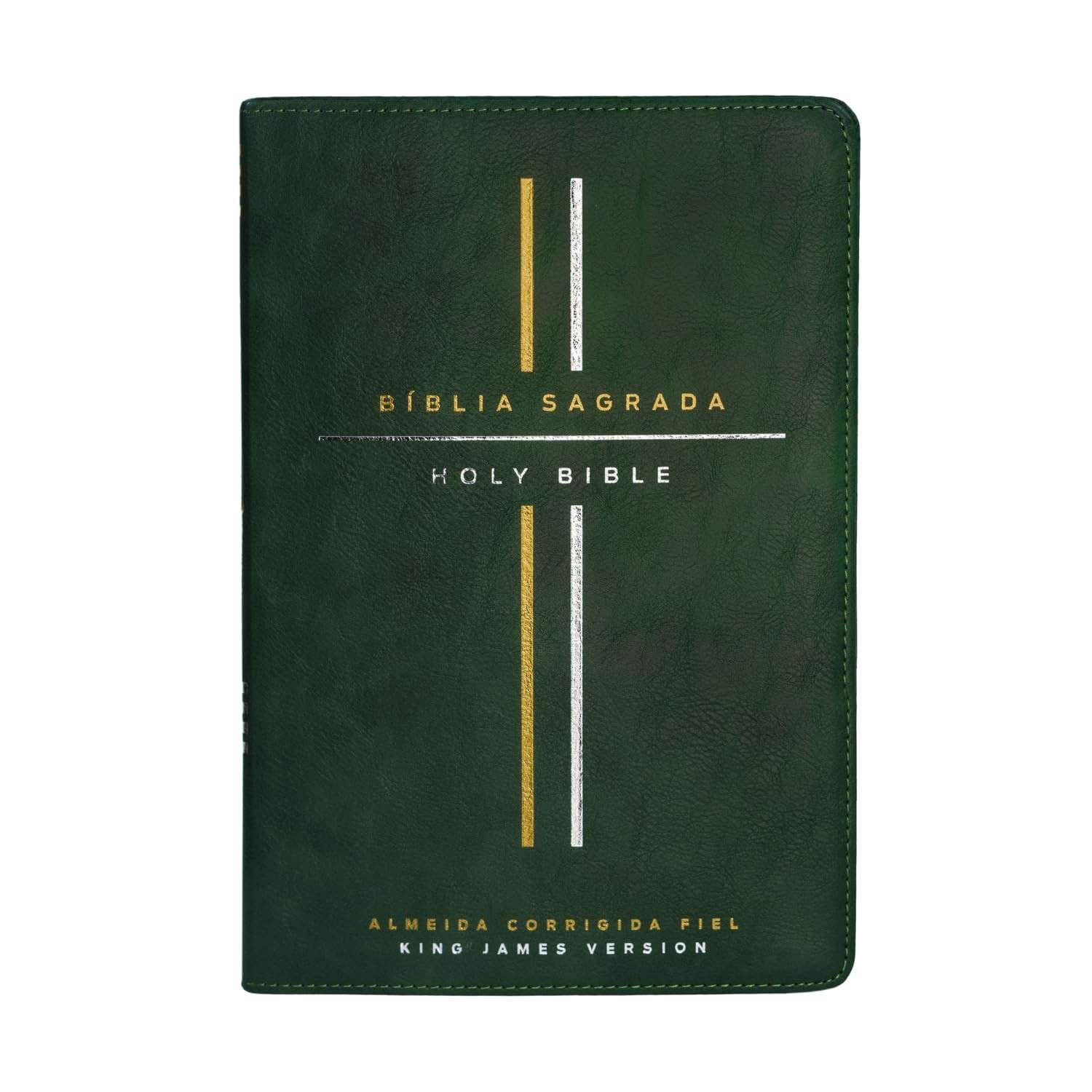 Bíblia Bilíngue Português/Inglês ACF/KJV Couro Soft Verde Leitura Perfeita