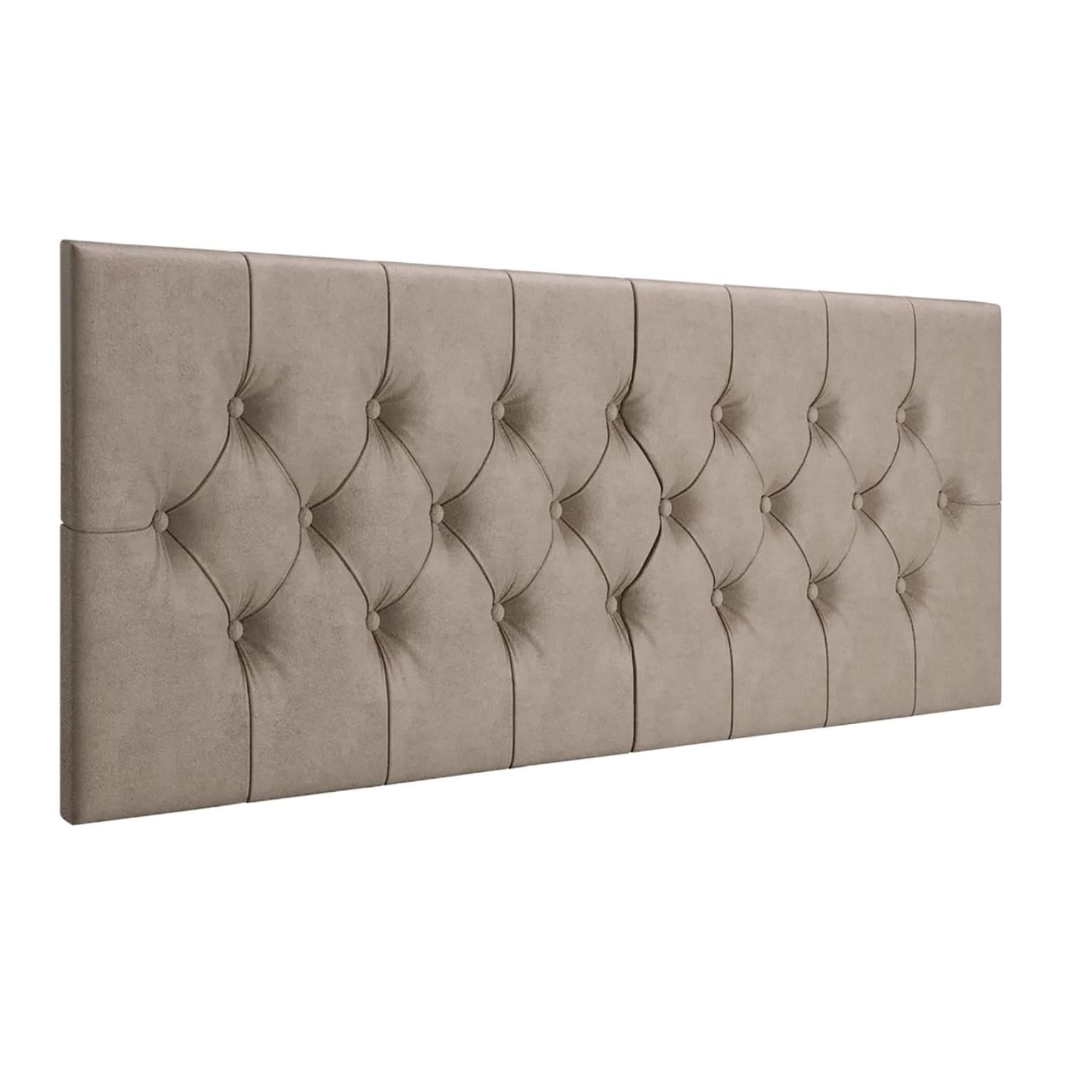 Cabeceira Capitonê para Cama Box Casal Queen 1,60m - Design Sofisticado em Suede Bege