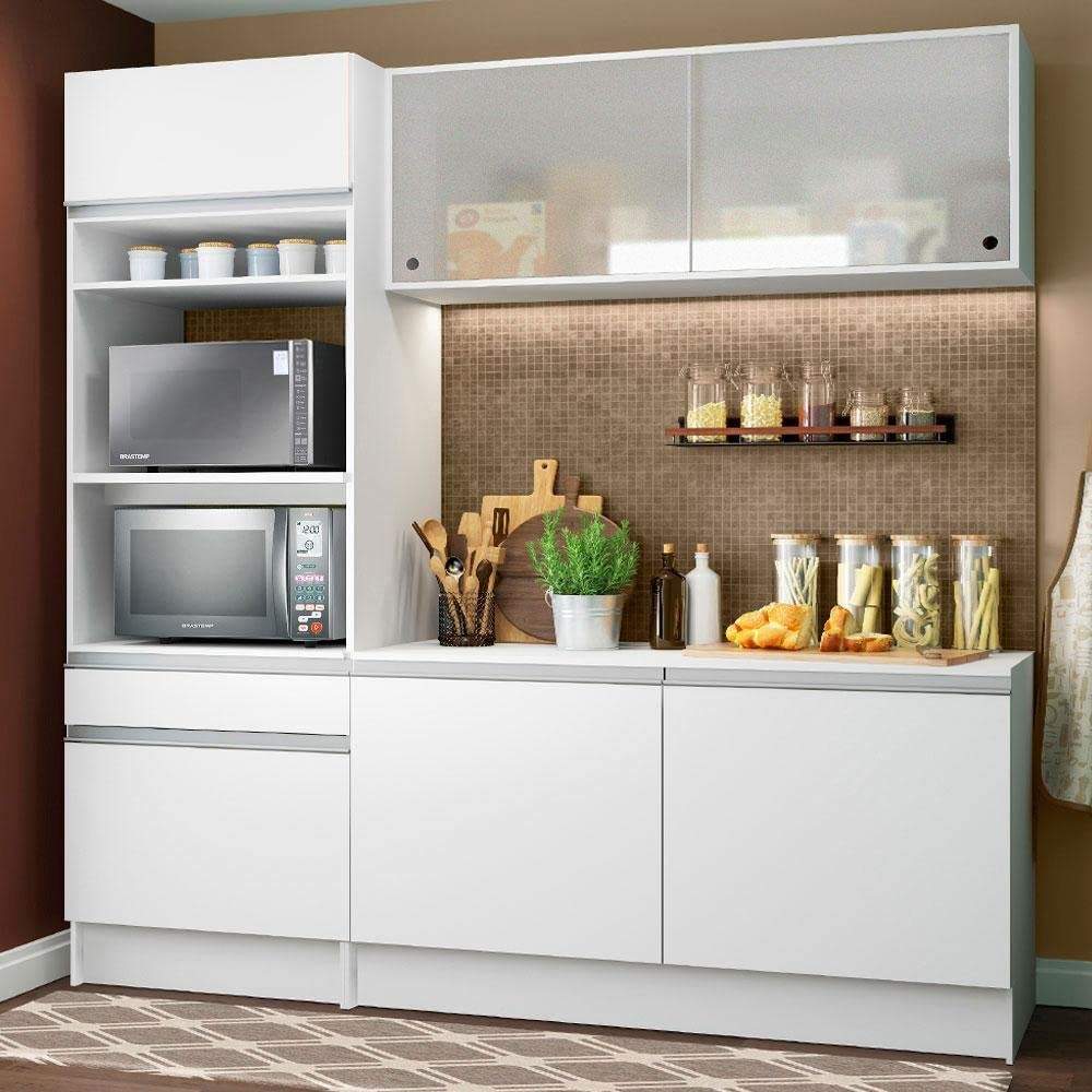 Cozinha Compacta Madesa Topázio com Balcão e Tampo em Branco - Design Moderno e Funcionalidade