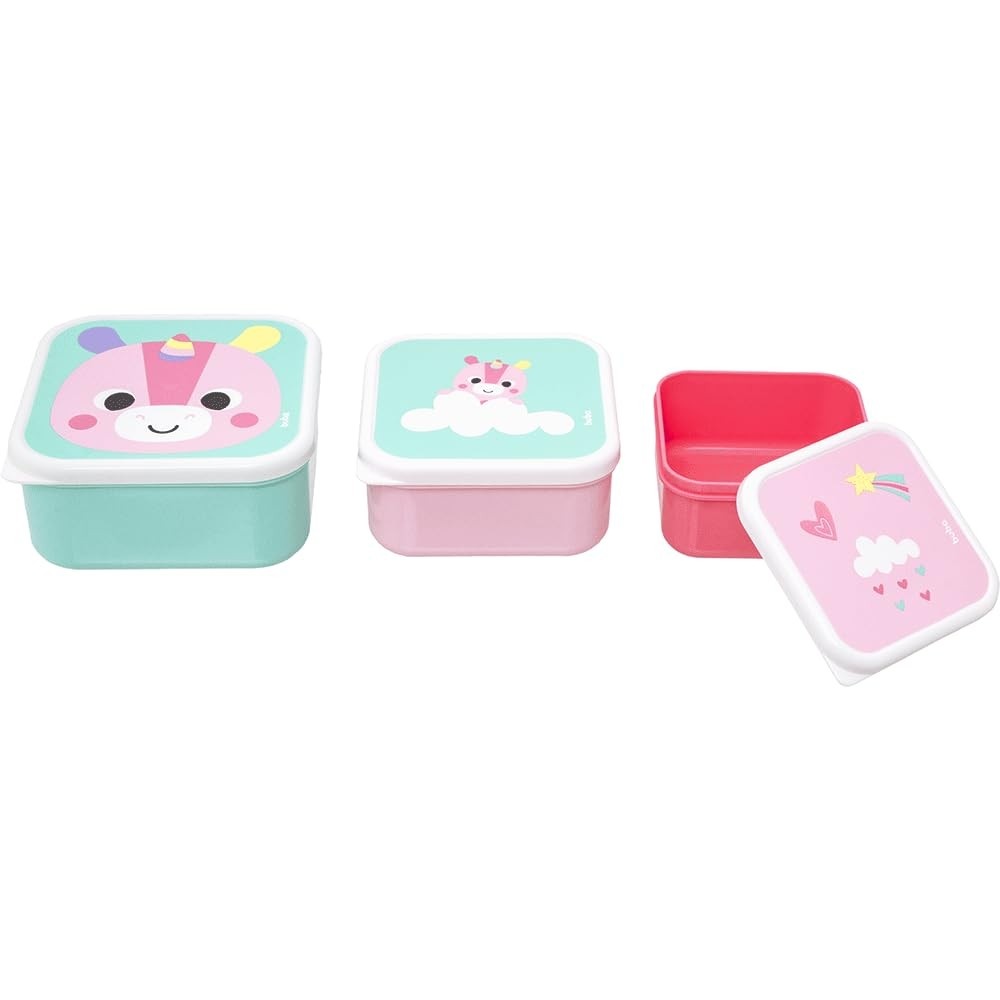 Kit 3 Potinhos Buba Zoo Unicórnio - Seguro, Prático e Divertido para Refeições do Bebê