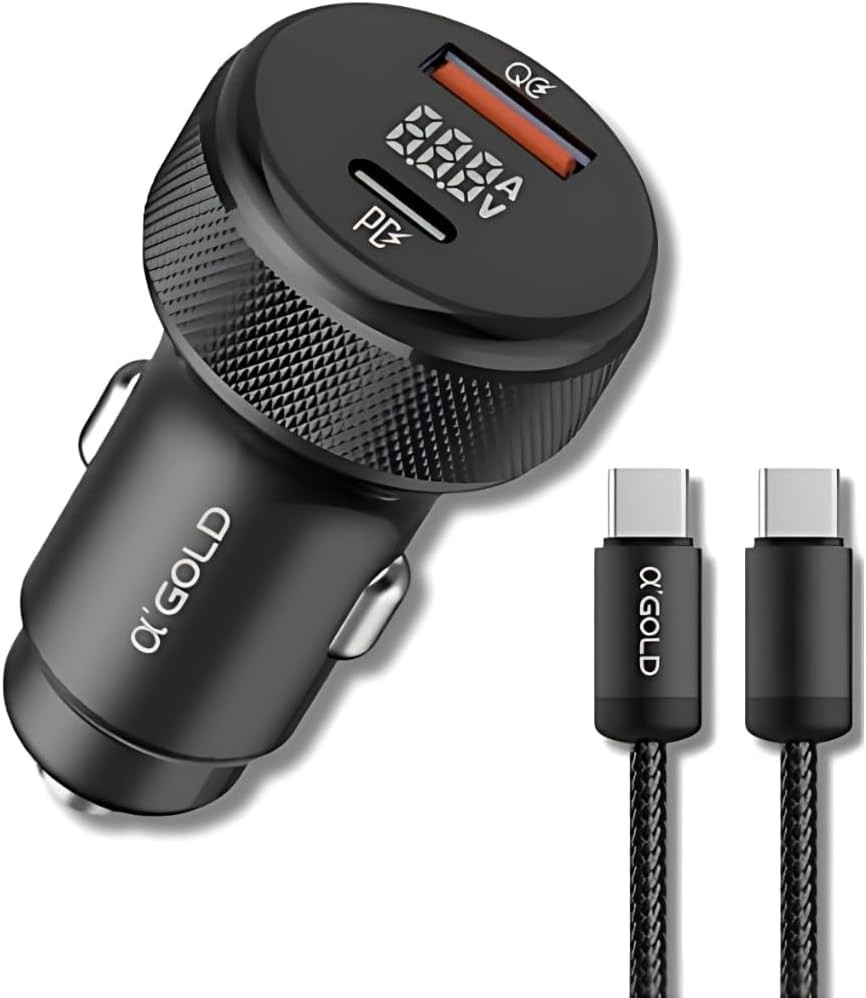 Carregador Veicular Turbo 60W USB-C + USB-A: Duas Entradas Super Rápido para iOS e Android